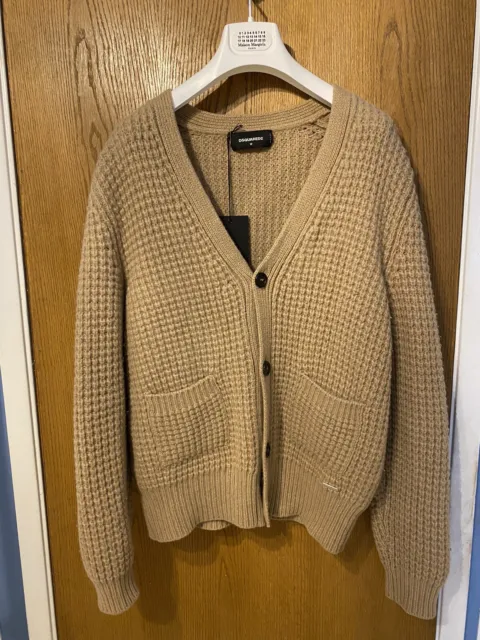 Dsquared2 Ribbed Knit Cardigan Size M NWT Light Brown
