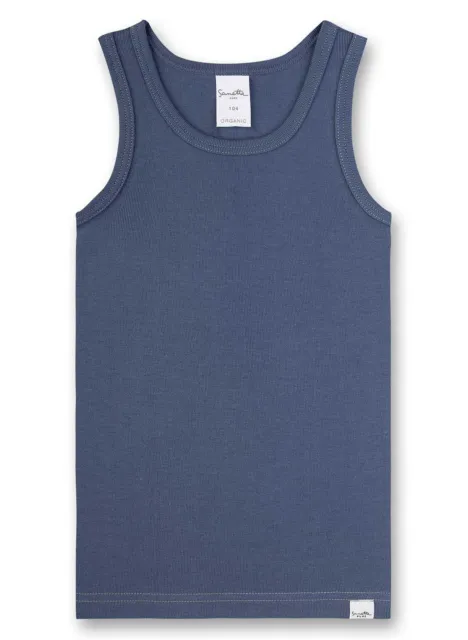 Sanetta Boy's Undershirt - Shirt Sleeveless, Organic Cotton, Plain Blue