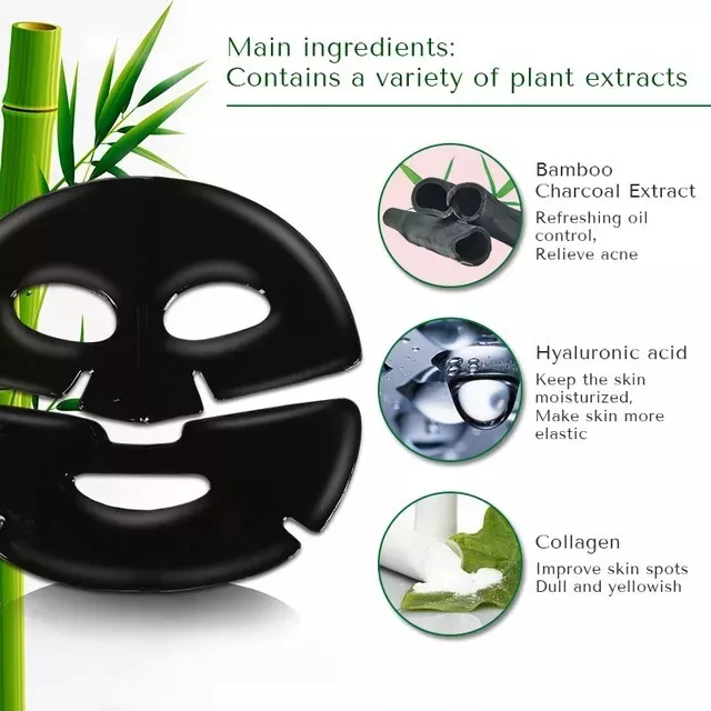Activated Charcoal Black Face Mask  vegan,hidrogel collagen face sheets