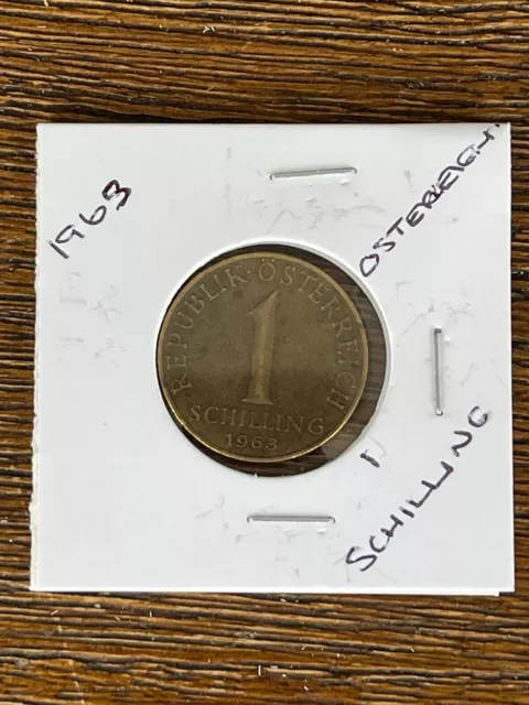 🥎1963 One Schilling Coin Austria🥎 Second Republic Schilling🥎