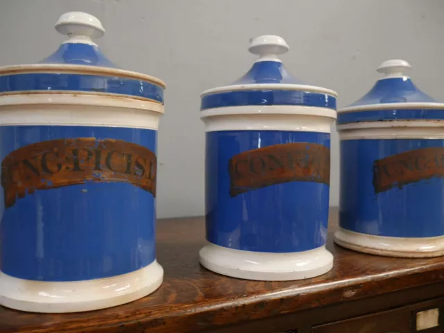 Antique Vintage Large Blue Victorian Chemist Pharmacy Bottles Jars Apothecary
