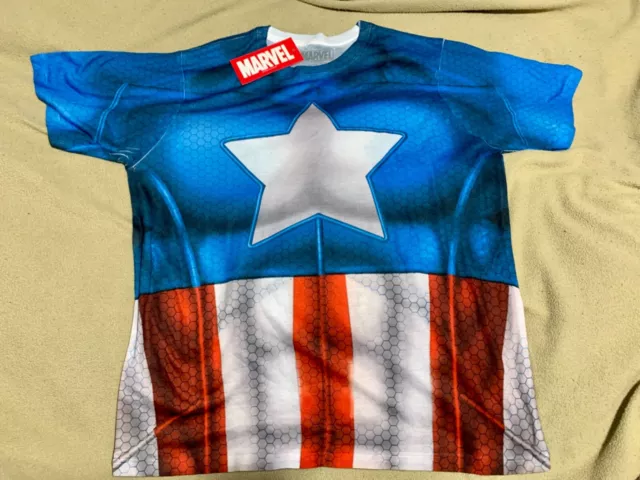 Captain America Sublimated Avengers Marvel Comics Costume T-Shirt Size M