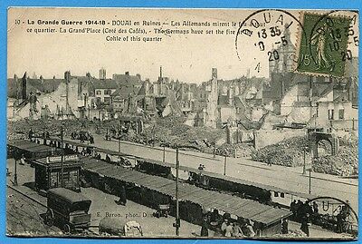 CPA: Douai in ruins-la grand 'place (side coffee)/war 14-18/1920