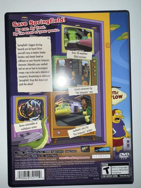 Jeu The Simpsons Hit & Run PS2 - PAL - Complet (CIB) - Etat Correct