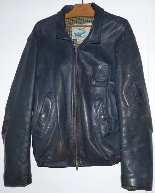 BLOUSON EN CUIR vintage aviation aviateur fin ann es 60s JAPA