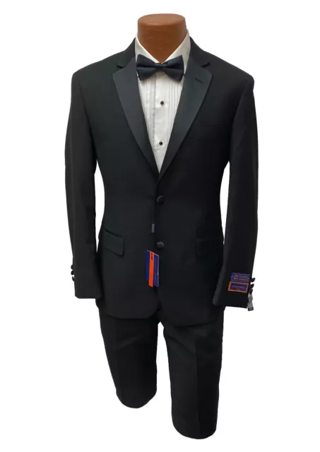 Men's Giorgio Fiorelli Black Tuxedo with Flat Front Pants Slim Fit 48R 42W