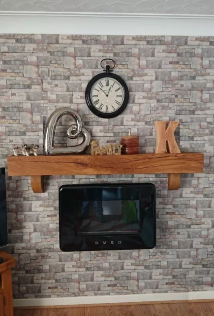 SOLID OAK MANTEL BEAM & CORBELS MANTELPIECE Wood Lintel Log Burner Mantle Shelf