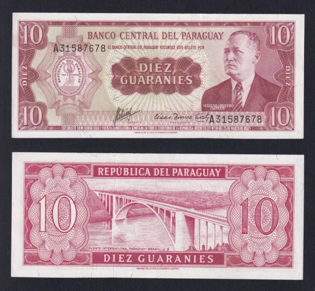 Banknotes Paraguay 10 Guaranies L.1952 P 196b FDS UNC-G-04