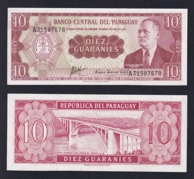 Paraguay 10 Guaranies L.1952 P 196b Fds Unc- G-04