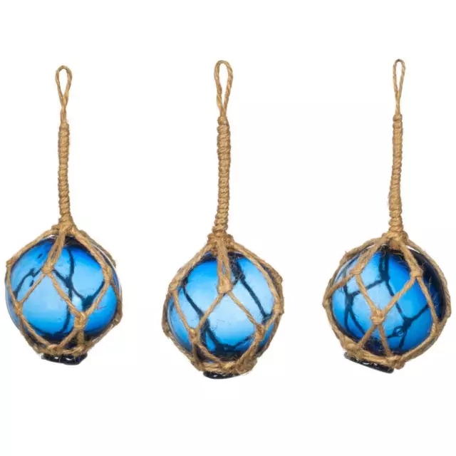 Glass Fishing Floats | Cobalt Blue Japanese Glass Floats 2" | Nautical Rope B...