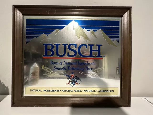 Anheuser-Busch, Inc Vintage 24x21 Busch Beer Mirror Sign Authentic 1980s