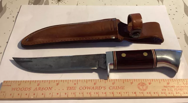Vintage Western 36W USA Hunting Fixed Blade Knife w/ Leather Sheath