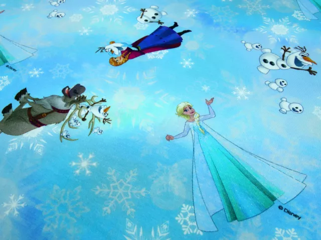 Stoff Baumwolle Jersey Eiskönigin Frozen Anna Elsa Olaf blau türkis Kinderstoff 2