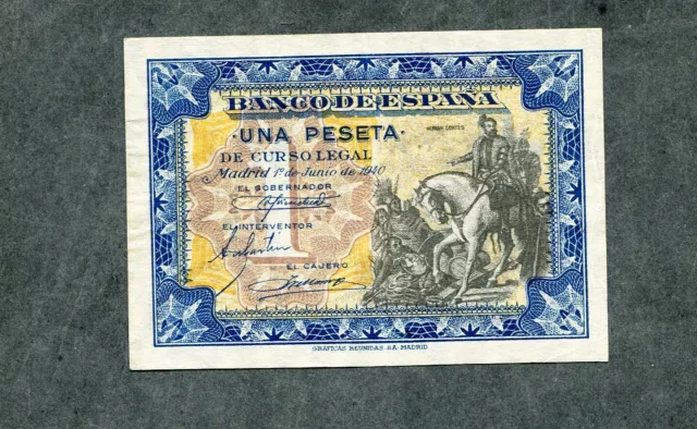 tu_bazar  BILLETE 1  PESETAS SIN SERIE  1940  EBC -