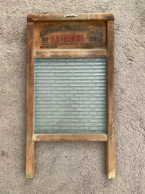 Vintage National Washboard Wood & Glass No. 860 Top Notch Made in USA