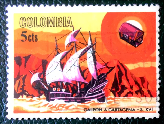 Colombia - Colombie - 1966 History of Maritime Mail 5 ¢ Galeon used (41) -
