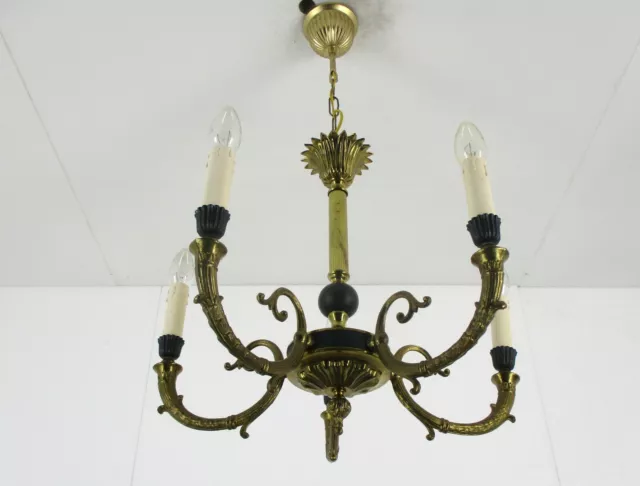 5 Arms Lights Pan Chandelier Revival French Empire Green Toleware Small 3