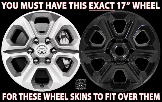 for 2014-2024 Toyota 4 Runner SR5 17" Black Wheel Skins Hub Caps Full Rim Covers 2