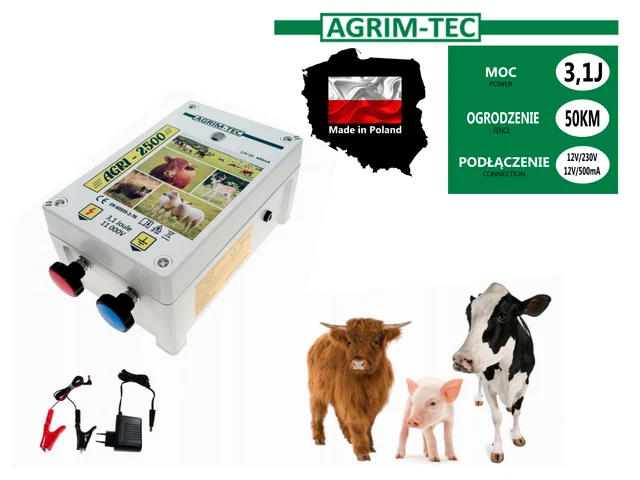 AGRI- 2500 Weidezaungerät 3,1Joule, Elektrozaungerät 230V ,50 km,