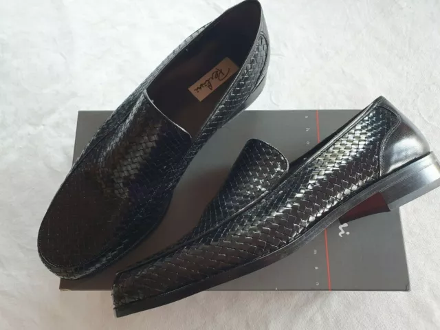 chaussures neuves tout en cuir tressé noir Pertini taille 45 n° 0015505 (pa)