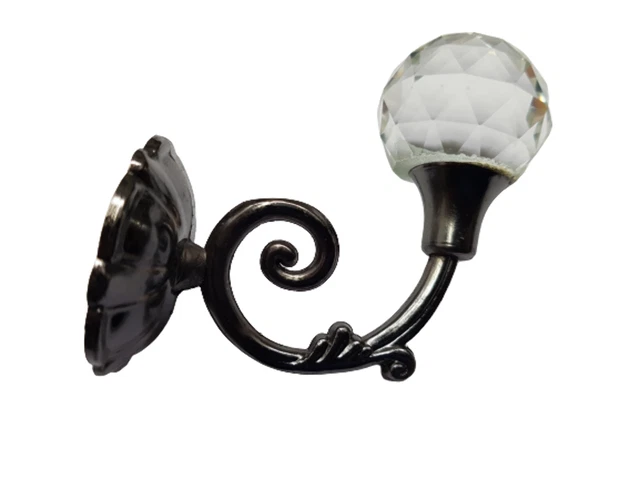 Pair 2 pieces Holdbacks for Curtain Tiebacks - Round 55mm glass on ornate Gun Me