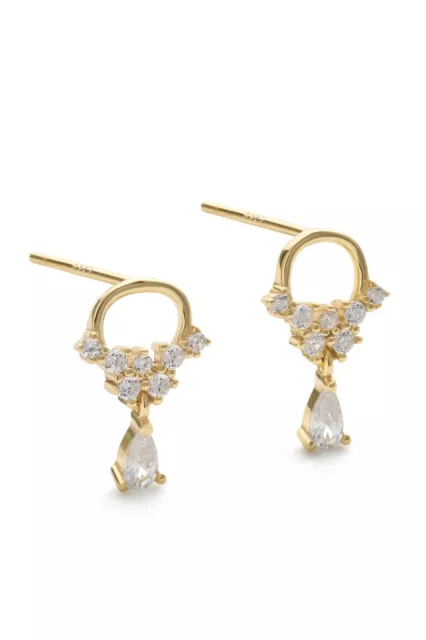 Flower Wreath Floral Gold Earrings, Small CZ Minimalist Tiny Cubic Zirconia Stud