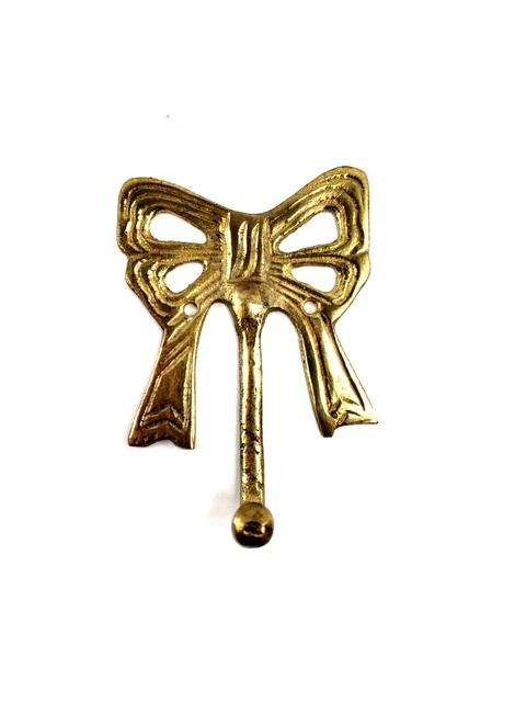 Vintage Gold Brass Decorative Ribbon Bow Wall Coat Hanger Hook