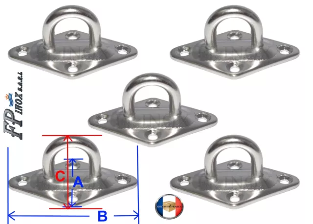 Pontet inox Sur Platine Losange 37x59mm ( Lot de 5 ) inox