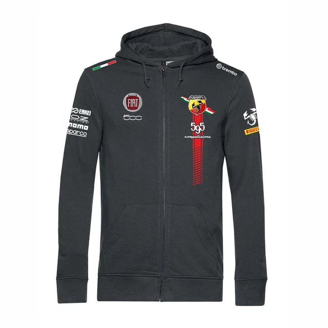 Felpa cappuccio ZIP nera ABARTH 595 pista COMPETIZIONE esseesse FIAT 500