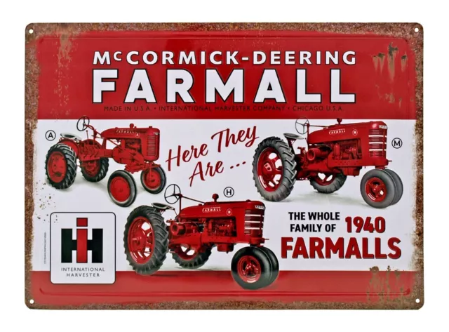 McCormick Deering Farmall International Harvester 1940 Tractors tin sign A M H