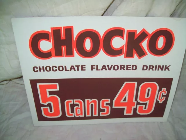 Vintage CHOCKO  Chocolate Flavored Drink Advertising Sign Dairy 