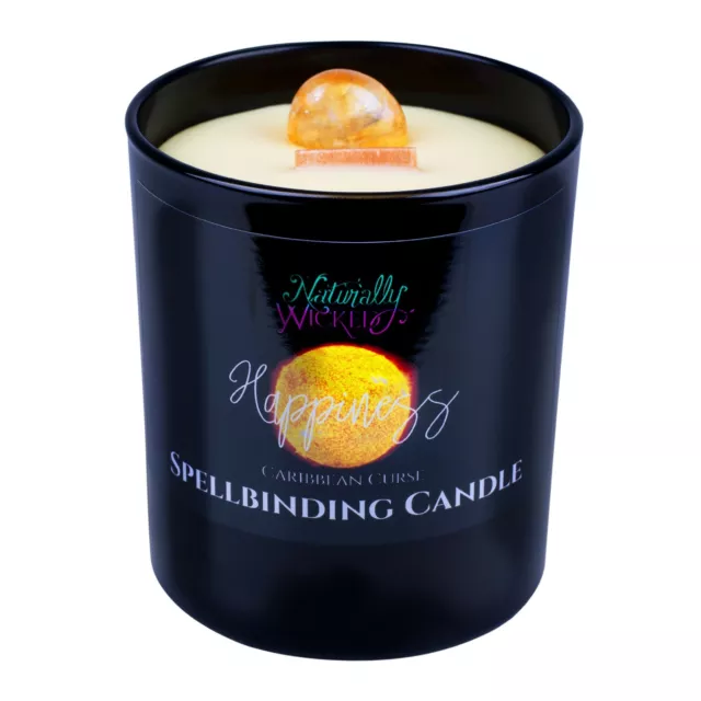 Naturally Wicked Spellbinding Happiness Candle | Crystal Spell Candle & Gift Box