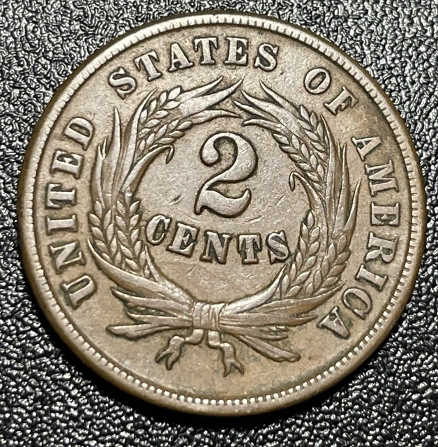 1864 2 Cent Piece United States Type Set Coin VF Very Fine 2