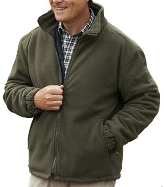 Mens Extra Thick Warm Premium Fleece Heavy Duty Work Jacket Padded Winter Olive