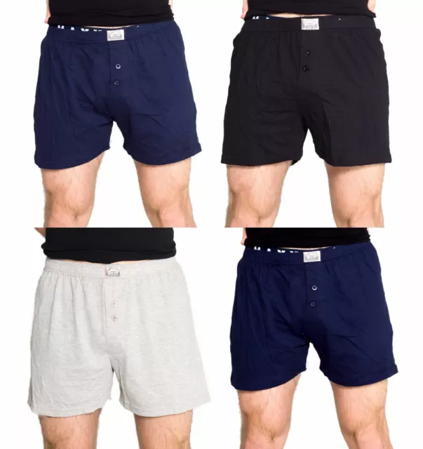 Mens 4 Pack Mixed Loose Fit Boxer Shorts Black Grey Blue Brown