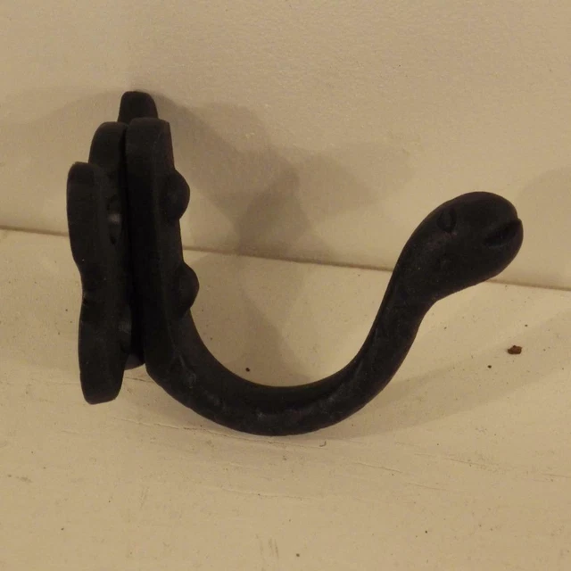 Black  iron "old English" single coat hook 50 mm high Superior brass 2019
