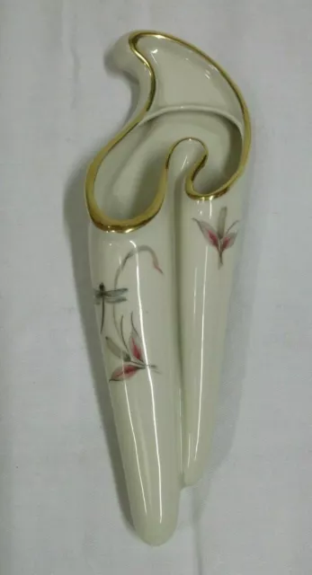 50er 60er  Alka Vase Kolibri Wandvase Porzellan Goldrand mid century 50s 60s