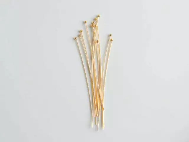 10pcs 14k Gold Filled 2 inch 24 Gauge Headpins W/ 1.5mm Ball Made in USA SS42