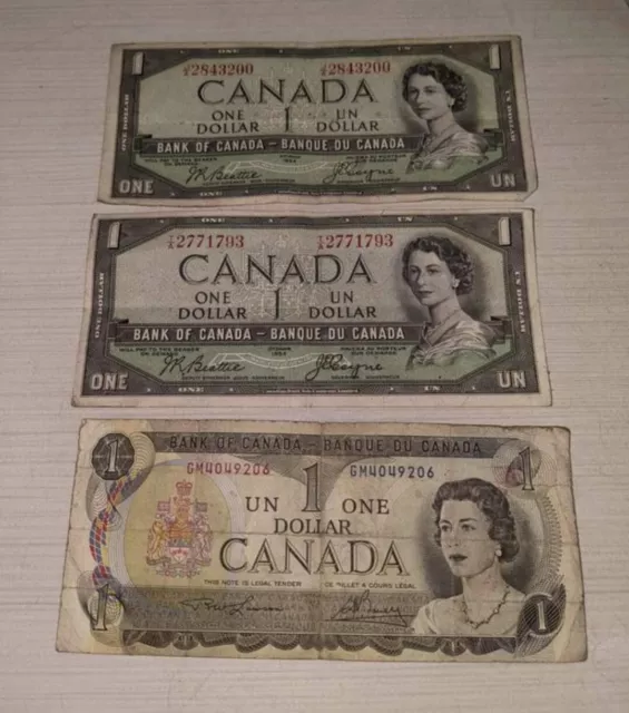 Canada 1954 $1 One Dollar Devils Face *NICE NOTE**FREE SHIPPING** 0953