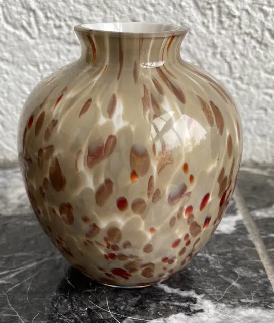 Art Glass Hand Blown Glass Bud Vase Speckled Neutrals Tans Browns WhIte