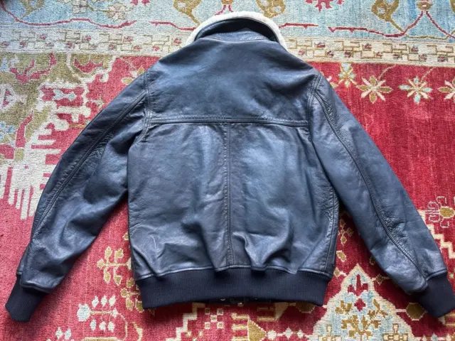 DIESEL MEN'S COWHIDE Aviator Leather Jacket, Detachable Sheepskin Fur ...