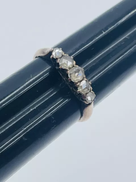 Antique Victorian 14k Gold Rose Cut Diamond Ring Size 7.25