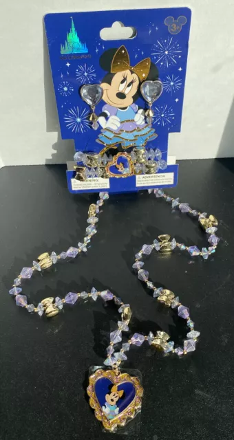 Disney World 50th Anniversary Minnie Mouse Kids Earring Necklace Toy Jewelry Set