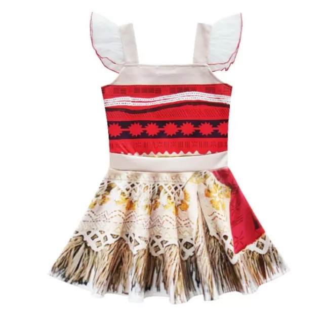 NEW Girls Moana Movie Princess Cosplay Dress Costume Skirt with Free Necklace 3