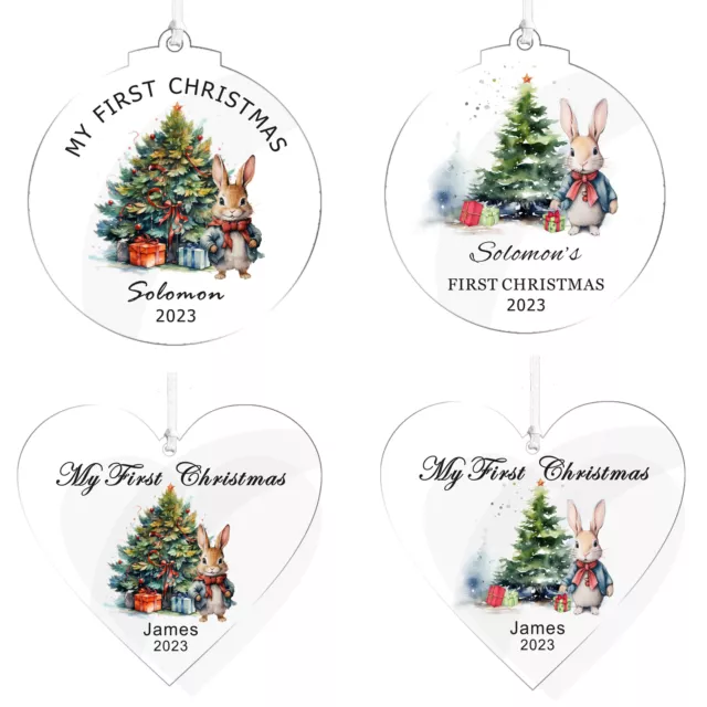 Personalised Baby's First Christmas Bauble Acrylic Tree Decoration New Baby Gift