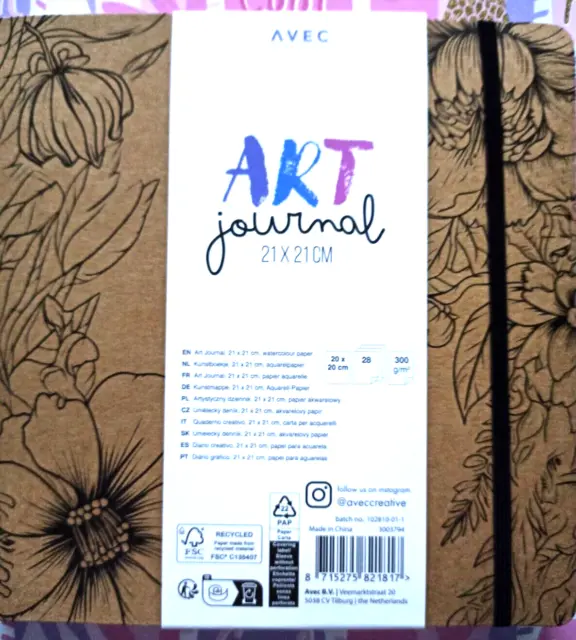 Aquarellblock Kunstmappe 21x21cm Art Journal Aquarellpapier 28 Blatt Skizzenbuch