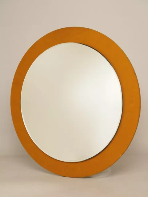 Spiegel Wandspiegel Holzplatte Stoff bezogen orange Garderobe 60/70er vintage