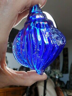 Old Blue Glass Sea Shell …beautiful collection and display piece
