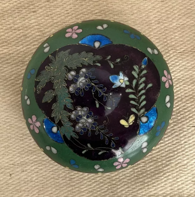 Antique Cloisonné Box, Round, 19th Century, Japanese, Chinese
