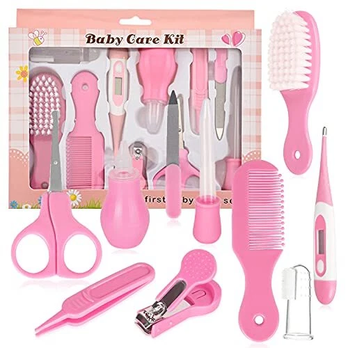 Bébé Toilettage Kit Nouveau-Né, MKNZOME Portable 10pcs Essentiel Daily Soin